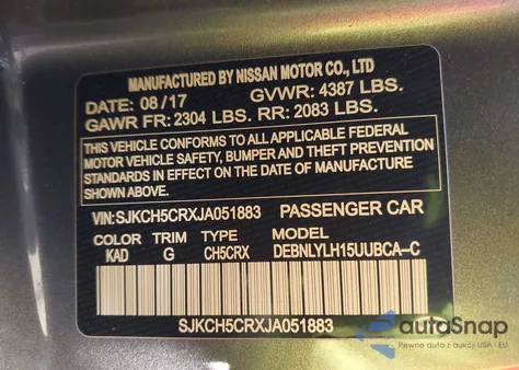 2018 Infiniti Qx30 Premium из США, поврежденный, VIN SJKCH5CRXJA051883